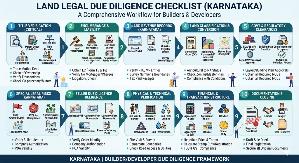 Karnataka Land Legal Due Diligence Checklist Flowchart